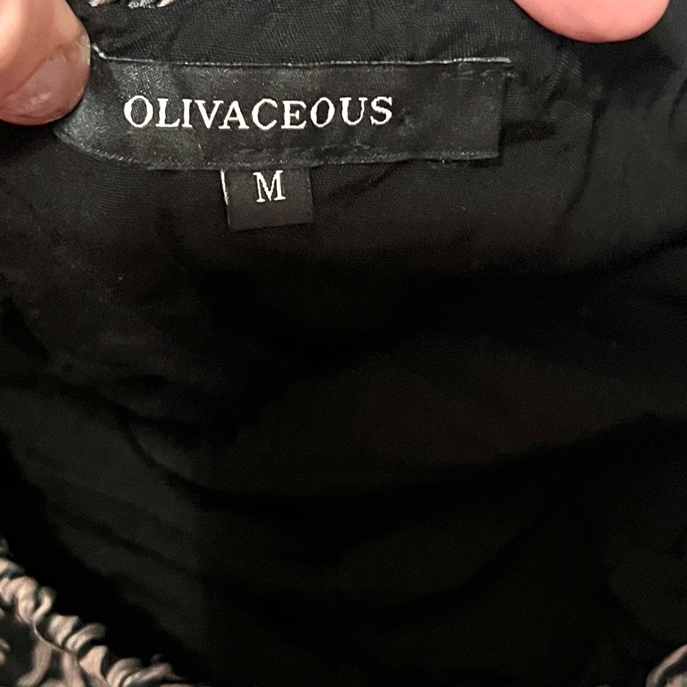 OLIVACEOUS,Black & Taupe Tiered Ruffle Mini Skirt Twirl Skirt, EUC, Size Medium - Picture 5 of 9